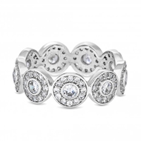 Silver Plated Clear Cubic Zirconia Tennis Sized Ring
