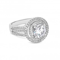 Silver Plated Clear Large Solitaire Cubic Zirconia Stone Sized Ring