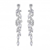 Silver Plated Clear Navette Charlotte Drop Earring
