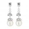 Silver Plated Clear Pearl Crystal Acorn Drop Earring