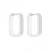 Silver Plated Contemporary Rectangle Polished Hoop