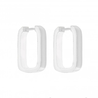 Silver Plated Contemporary Rectangle Polished Hoop