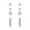 Silver Plated Cream Pearl and Crystal Earrings - Pack of 3