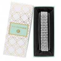 Silver Plated Cream Pearl and Crystal Multirow Bracelet - Gift Boxed
