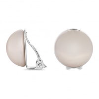 Silver Plated Cream Pearl Bouton 18mm Clip On Stud Earring