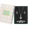 Silver Plated Cream Pearl Crystal Infinty Heart 3 Piece Set - Gift Boxed