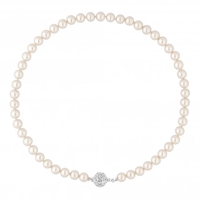 Silver Plated Cream Pearl Filagree Ball Allway Necklace