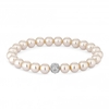Silver Plated Cream Pearl Filagree Ball Stretch Bracelet