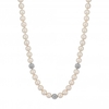 Silver Plated Cream Pearl Necklace With Pave Balls