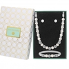 Silver Plated Cream Pearl Pave Ball 3 Piece Set - Gift Boxed