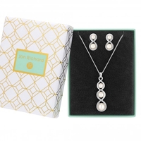 Silver Plated Cream Pearl Twist Pendant Set - Gift Boxed