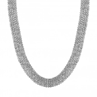 Silver Plated Crystal 5 Row Cupchain Collar Necklace