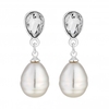 Silver Plated Crystal And Baroque Pearl Drop Earring