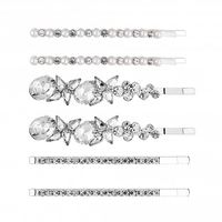 Silver Plated Crystal And Faux Pearl Slides Pack Of 6