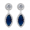 Silver Plated Crystal And Montana Blue Navette Drop Earring