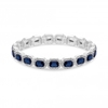Silver Plated Crystal And Montana Blue Rectangle Stone Stretch Bracelet