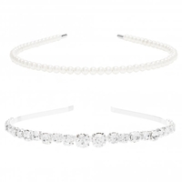 Silver Plated Crystal And Pearl 2 Pack Headbands