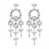 Silver Plated Crystal and Pearl Floral Chandelier Drop Earring