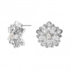 Silver Plated Crystal and Pearl Flower Stud Earrings