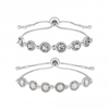 Silver Plated Crystal And Pearl Halo Toggle Bracelet - Pack Of 2