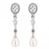 Silver Plated Crystal and Teardrop Pearl Drop Earrings