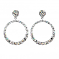 Silver Plated Crystal Aurora Borealis Front Facing Drop Earring