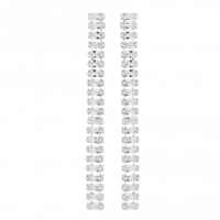 Silver Plated Crystal Baguette Linear Drop Earring