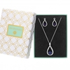 Silver Plated Crystal Blue Pearl Set - Gift Boxed