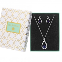 Silver Plated Crystal Blue Pearl Set - Gift Boxed