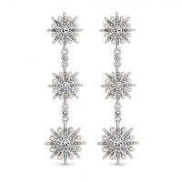 Silver Plated Crystal Celestial 3 Drop Earrings