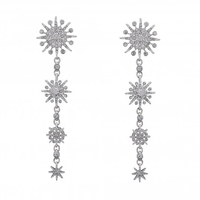 Silver Plated Crystal Celestial Starburst Drop Earrings
