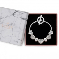 Silver Plated Crystal Charm Bracelet - Gift Boxed