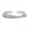 Silver Plated Crystal Cross Over Diamante Cuff Bracelet - Gift Boxed