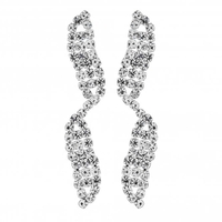 Silver Plated Crystal Diamante Allway Wave Drop Earrings