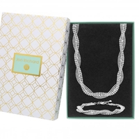 Silver Plated Crystal Diamante Chain Twist Necklace and Bracelet Set - Gift Boxed