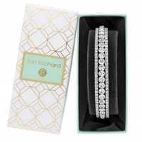 Silver Plated Crystal Diamante Cuff Bangle - Gift Boxed
