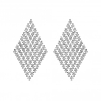Silver Plated Crystal Diamante Diamond Shape Chandelier Earrings
