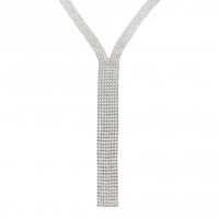 Silver Plated Crystal Diamante Lariat Multirow Necklace