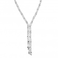 Silver Plated Crystal Diamante Lariat Necklace