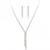Silver Plated Crystal Diamente Lariat Necklace And Earrings - Gift Boxed