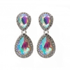 Silver Plated Crystal Double Teardrop Earring
