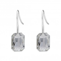 Silver Plated Crystal Fish Hook Drop Earrings
