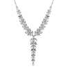 Silver Plated Crystal Floral Y Shape Necklace
