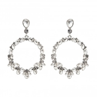 Silver Plated Crystal Forward Facing Pear Shape Drop Earrings