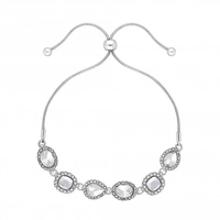 Silver Plated Crystal Halo Toggle Bracelet