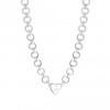 Silver Plated Crystal Heart Charm Chain Short Necklace