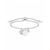 Silver Plated Crystal Heart Charm Toggle Bracelet