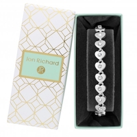 Silver Plated Crystal Heart Tennis Bracelet - Gift Boxed
