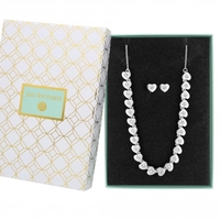 Silver Plated Crystal Heart Tennis Set - Gift Boxed