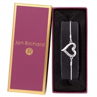 Silver Plated Crystal Heart Toggle Bracelet - Gift Boxed